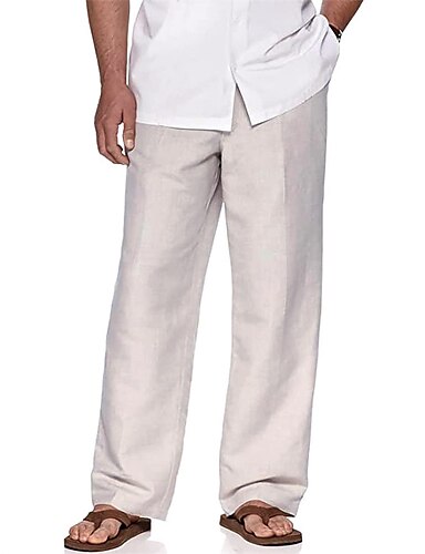 Homme Pantalon En Lin Pantalon Pantalon T Pantalon De Plage Cordon