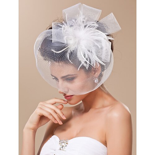 

Cut Edge Blusher Veils / Headwear / Birdcage Veils with Feather / Floral 1PC Special Occasion / Horse Race / Ladies Day Headpiece