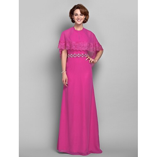 Sheath / Column Mother of the Bride Dress High Neck Floor Length Chiffon Lace Short Sleeve with Lace Beading 2022
Sheath / Column Mother of the Bride Dress High Neck Floor Length Chiffon Lace Short Sleeve with Lace Beading 2022