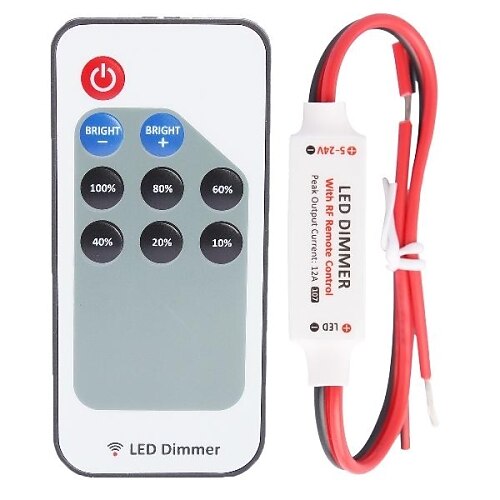 

1PC 9 Key Wireless Mini Led Controller Dimmer RF Remote Control for 5050 3528 Single Color Led Strip Light DC5-24V 12A