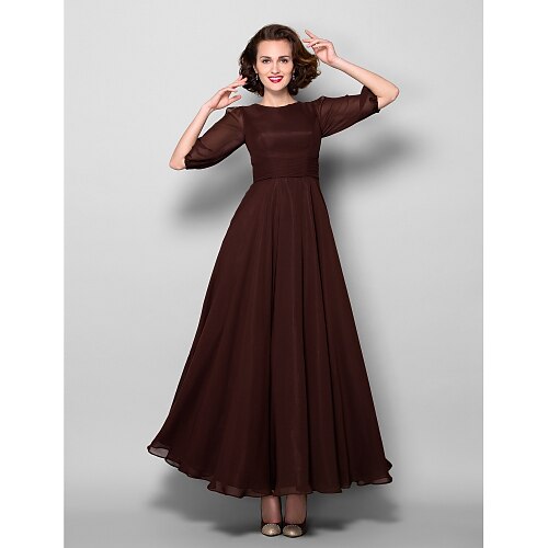 A-linje Kjole til brudens mor Elegant Besmykket Ankellengde Chiffon Halvlange ermer med Belte / bånd Bølgemønster 2023
A-linje Kjole til brudens mor Elegant Besmykket Ankellengde Chiffon Halvlange ermer med Belte / bånd Bølgemønster 2023