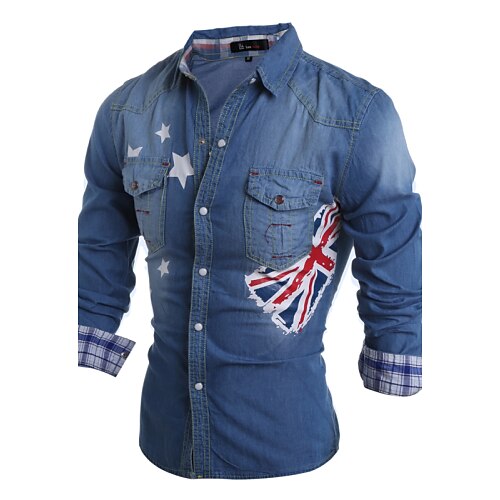 Men's Shirt Geometric Classic Collar Daily Print Long Sleeve Slim Tops Blue Light Blue / Fall / Spring
Men's Shirt Geometric Classic Collar Daily Print Long Sleeve Slim Tops Blue Light Blue / Fall / Spring