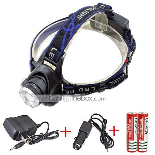 

568-T6 01 Headlamps Waterproof 2000 lm LED LED Emitters 3 Mode with Chargers Waterproof Camping / Hiking / Caving Everyday Use Diving / Boating UK AU EU USA Blue / Aluminum Alloy / US Plug / EU Plug