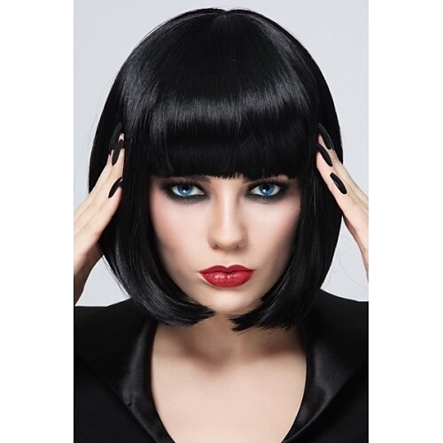 Synthetic Wig Straight Straight Bob With Bangs Wig Short Synthetic Hair Women's Black
Synthetic Wig Straight Straight Bob With Bangs Wig Short Synthetic Hair Women's Black