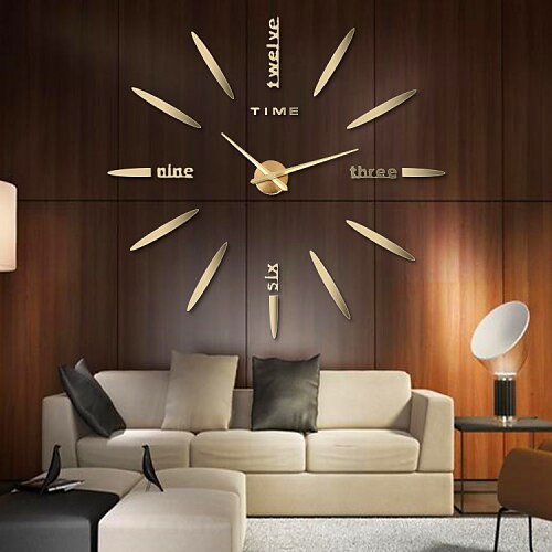 

Modern Metal Family AA Decoration 3D DIY Wall Clock Decor Sticker Large DIY Wall Clock for Home Living Room Bedroom Office Decoration