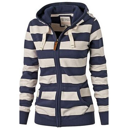Women's Hoodie Zip Hoodie Sweatshirt Pullover Basic Zip Up Black And White Blue White Navy Blue Striped Casual Hooded Long Sleeve S M L XL
Women's Hoodie Zip Hoodie Sweatshirt Pullover Basic Zip Up Black And White Blue White Navy Blue Striped Casual Hooded Long Sleeve S M L XL