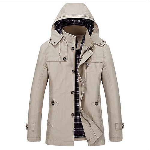 Men's Trench Coat Going out Fall Winter Regular Coat Hooded Slim Jacket Long Sleeve Solid Colored Basic Khaki Black Brown
Men's Trench Coat Going out Fall Winter Regular Coat Hooded Slim Jacket Long Sleeve Solid Colored Basic Khaki Black Brown