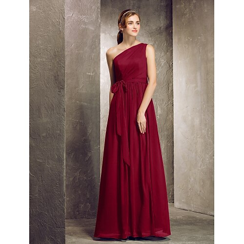 Sheath / Column Bridesmaid Dress One Shoulder Sleeveless Floor Length Chiffon with Side Draping 2022
Sheath / Column Bridesmaid Dress One Shoulder Sleeveless Floor Length Chiffon with Side Draping 2022