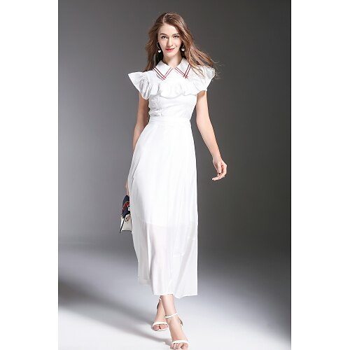 Women's A Line Dress Maxi long Dress White Sleeveless Solid Colored Ruffle Spring Summer Square Neck Ruffle S M L XL
Women's A Line Dress Maxi long Dress White Sleeveless Solid Colored Ruffle Spring Summer Square Neck Ruffle S M L XL