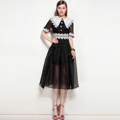 Women's A Line Dress Knee Length Dress Black Short Sleeve Solid Colored Spring Summer Shirt Collar Streetwear Party S M L XL
Women's A Line Dress Knee Length Dress Black Short Sleeve Solid Colored Spring Summer Shirt Collar Streetwear Party S M L XL