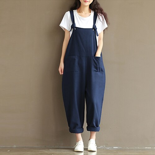 Women's Jumpsuit Solid Colored Strap Streetwear Street Athleisure Loose Loose Sleeveless Blue Black Brown M L XL Spring Fall
Women's Jumpsuit Solid Colored Strap Streetwear Street Athleisure Loose Loose Sleeveless Blue Black Brown M L XL Spring Fall