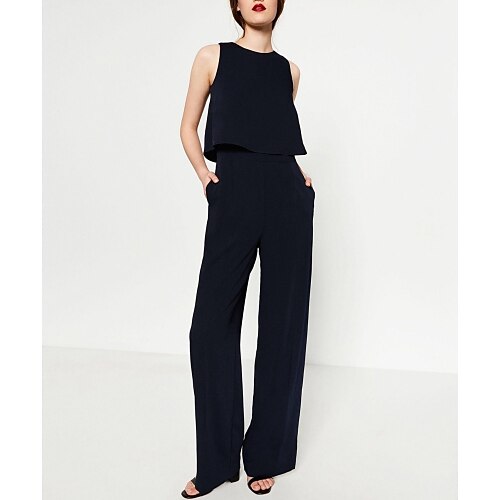 Women's Jumpsuit Backless Patchwork Solid Colored Round Neck Sophisticated Party Going out Wide Leg Regular Fit Sleeveless Royal Blue S M L Fall / Overalls
Women's Jumpsuit Backless Patchwork Solid Colored Round Neck Sophisticated Party Going out Wide Leg Regular Fit Sleeveless Royal Blue S M L Fall / Overalls