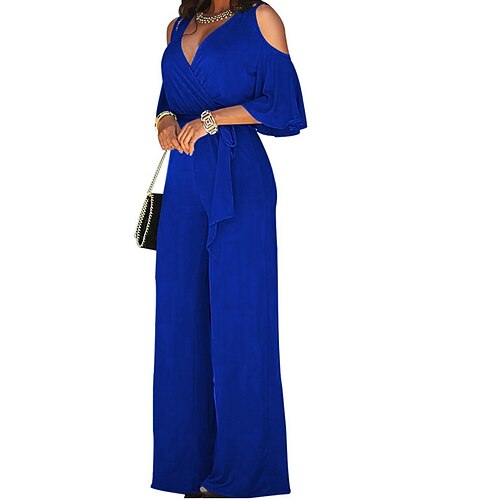 Per donna Tuta con cintura Tinta unica A V Elegante Feste Giornaliero A zampa Manica lunga Freddezza Nero Vino Blu Reale S M L Primavera
Per donna Tuta con cintura Tinta unica A V Elegante Feste Giornaliero A zampa Manica lunga Freddezza Nero Vino Blu Reale S M L Primavera