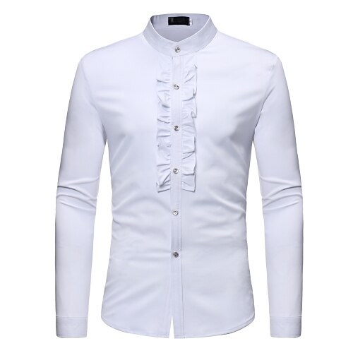 Men's Shirt Solid Colored Standing Collar Daily Long Sleeve Tops Basic Vintage White Black
Men's Shirt Solid Colored Standing Collar Daily Long Sleeve Tops Basic Vintage White Black