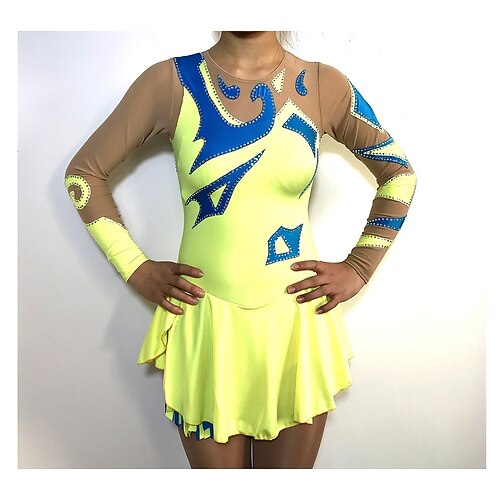Figure Skating Dress Women's Girls' Ice Skating Dress Outfits Yellow Patchwork Spandex Stretch Yarn High Elasticity Competition Skating Wear Classic Long Sleeve Figure Skating
Figure Skating Dress Women's Girls' Ice Skating Dress Outfits Yellow Patchwork Spandex Stretch Yarn High Elasticity Competition Skating Wear Classic Long Sleeve Figure Skating