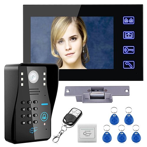 

Touch Key 7 Lcd RFID Password Video Door Phone Intercom System Kit Video Intercom Doorbell System Wired Video Door Phone Bell Kits Support Monitoring