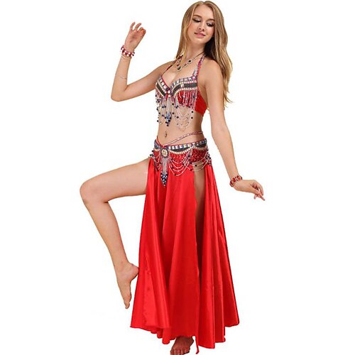 

Belly Dance Skirts Crystals / Rhinestones Paillette Women's Training Performance Sleeveless Dropped Polyester