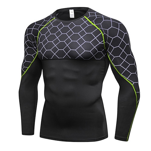 

Men's Compression Shirt Long Sleeve Compression Base Layer T Shirt Top Lightweight Breathable Quick Dry Soft Sweat wicking GrayRed GrayGreen Red Winter Road Bike Fitness Mountain Bike MTB Stretchy
