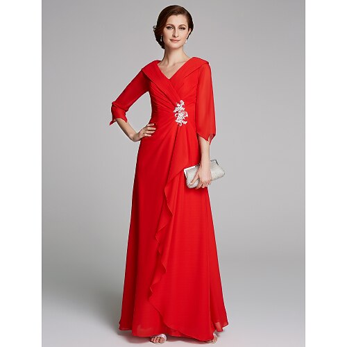 A-linje Kjole til brudens mor Elegant V-hals Gulvlang Chiffon Halvlange ærmer med Plissé Applikeret broderi 2023
A-linje Kjole til brudens mor Elegant V-hals Gulvlang Chiffon Halvlange ærmer med Plissé Applikeret broderi 2023