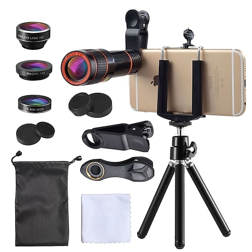 

Phone Camera Lens Fish-Eye Lens Long Focal Lens Wide-Angle Lens 10X and above 35 mm 15 m 198 ° Lens with Stand for Samsung Galaxy iPhone