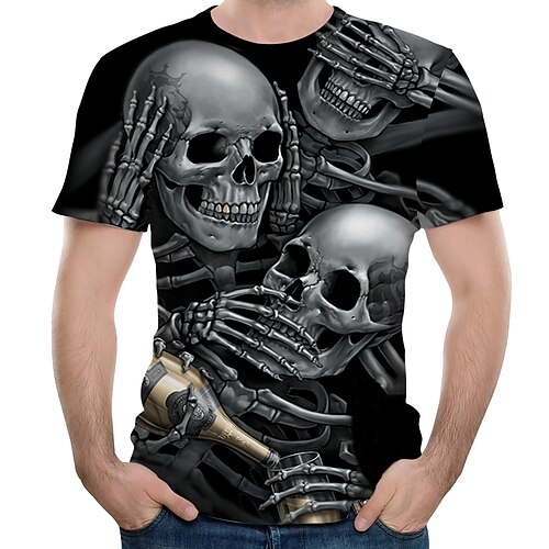 Herre T-shirt Skjorte T-Shirts Grafisk Dødningehoveder 3D Rund hals Sort Afslappet Daglig Kortærmet Trykt mønster Tøj Basale Designer Stor og høj
Herre T-shirt Skjorte T-Shirts Grafisk Dødningehoveder 3D Rund hals Sort Afslappet Daglig Kortærmet Trykt mønster Tøj Basale Designer Stor og høj