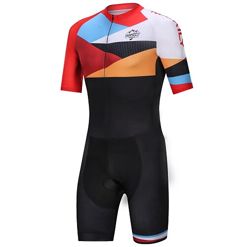 

Nuckily Men's Triathlon Tri Suit Mountain Bike MTB Road Bike Cycling Black / Orange Bike Clothing Suit Windproof Breathable Quick Dry Spandex Sports Geometric Patterned Clothing Apparel