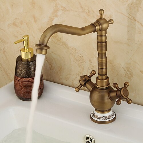 

Kitchen faucet - Two Handles One Hole Antique Copper Standard Spout Centerset Contemporary / Antique Kitchen Taps
