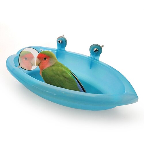 

Bathtub with Mirror Portable Easy Install Plastic Bird Toys Bird Supplies 18.7103.5 cm