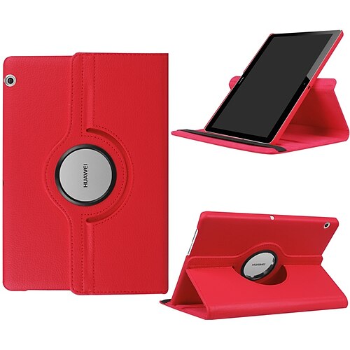 

Full Body Case For Huawei MediaPad T3 10 T5 360° Rotation Shockproof with Stand Solid Colored PU Leather