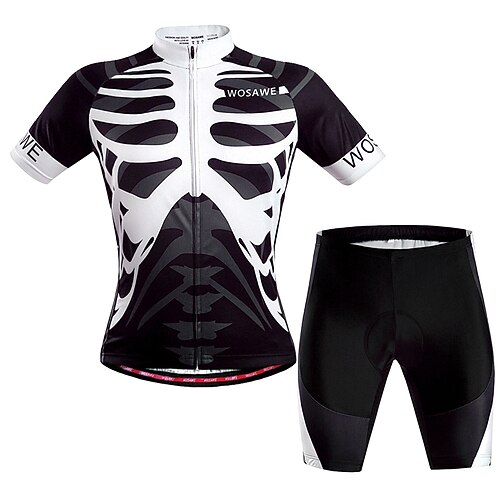 WOSAWE Men's Women's Cycling Jersey with Shorts Short Sleeve Mountain Bike MTB Road Bike Cycling Black White Skeleton Bike Clothing Suit Breathable Quick Dry Back Pocket Sweat wicking Polyester Sports
WOSAWE Men's Women's Cycling Jersey with Shorts Short Sleeve Mountain Bike MTB Road Bike Cycling Black White Skeleton Bike Clothing Suit Breathable Quick Dry Back Pocket Sweat wicking Polyester Sports