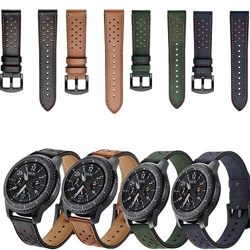

1 pcs Smart Watch Band for Samsung Galaxy Watch 46mm Watch 3 45mm Gear S3 Frontier, Gear S3 Classic 22mm Genuine Leather Smartwatch Strap Quick Release Classic Clasp Leather Loop Replacement