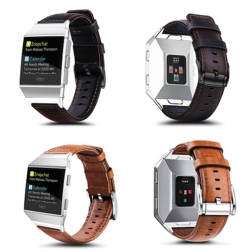 

1 pcs Smart Watch Band for Fitbit Ionic Genuine Leather Smartwatch Strap Business Classic Clasp Classic Buckle Leather Loop Replacement Wristband