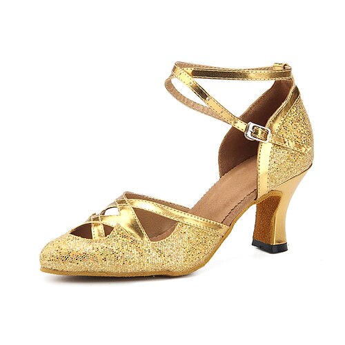 Women's Modern Shoes Ballroom Shoes Party Training Performance Heel Sequin Splicing Thick Heel Cross Strap Gold Silver
Women's Modern Shoes Ballroom Shoes Party Training Performance Heel Sequin Splicing Thick Heel Cross Strap Gold Silver