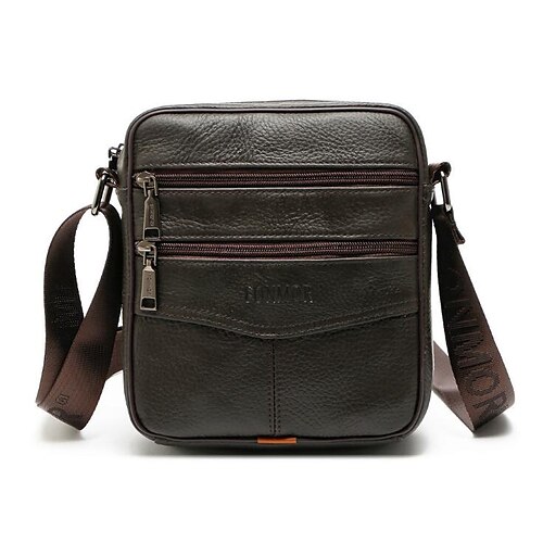 

Men's Messenger Bag Shoulder Strap Shoulder Messenger Bag Crossbody Bag Cowhide Zipper Outdoor Black Brown Coffee