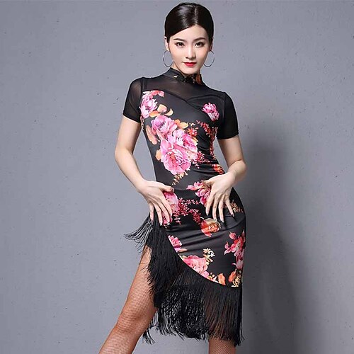 Latin Dance Dress Tassel Pattern / Print Women's Performance Short Sleeve Tulle Polyester
Latin Dance Dress Tassel Pattern / Print Women's Performance Short Sleeve Tulle Polyester