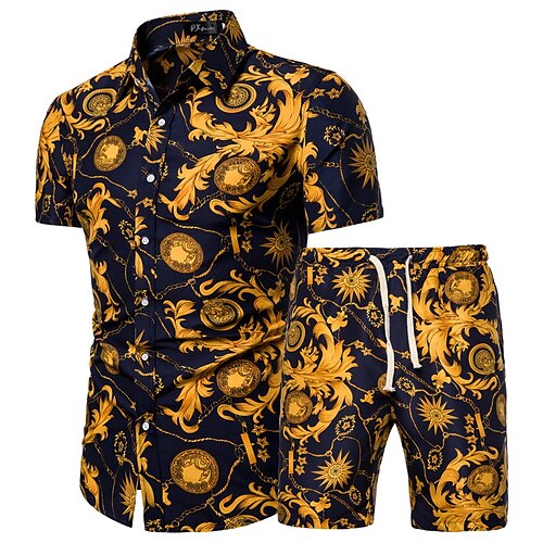 Men's Summer Hawaiian Shirt Set Graphic Geometric Collar Classic Collar Yellow Plus Size Athleisure Vacation Short Sleeve Print Clothing Apparel Basic Boho / Beach
Men's Summer Hawaiian Shirt Set Graphic Geometric Collar Classic Collar Yellow Plus Size Athleisure Vacation Short Sleeve Print Clothing Apparel Basic Boho / Beach