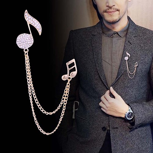 

Men's Crystal Brooches Spiga Creative Music Notes Vertical / Gold bar Luxury Basic Fashion Classic Rock Rhinestone Brooch Jewelry Silver Gold For Party Wedding Daily Work Club