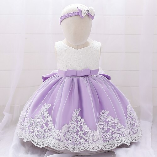 Baby Girls' Active Basic Color Block Lace Trims Bow Sleeveless Knee-length Dress Blushing Pink Lavender White
Baby Girls' Active Basic Color Block Lace Trims Bow Sleeveless Knee-length Dress Blushing Pink Lavender White