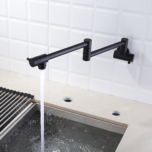 

Kitchen Faucet,Wall Mounted Pot Filler Black Single Handle One Hole Multi-Ply Pot Filler Foldable Contemporary Kitchen Taps