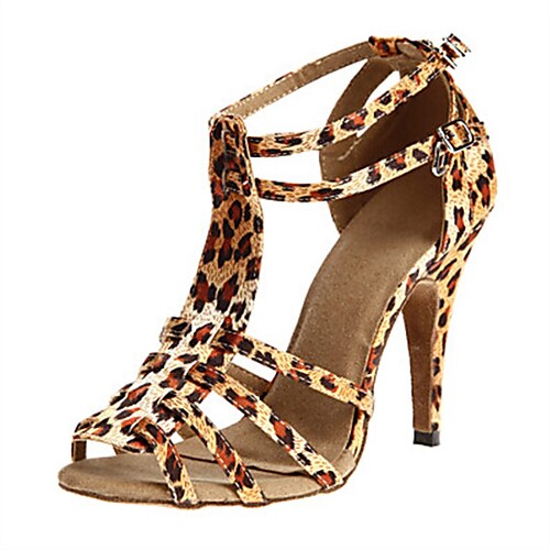 Women's Latin Shoes Performance Satin Heel Leopard Print Pattern / Print Splicing Slim High Heel T-Strap Leopard Black Purple
Women's Latin Shoes Performance Satin Heel Leopard Print Pattern / Print Splicing Slim High Heel T-Strap Leopard Black Purple