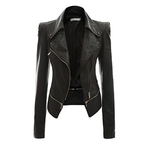 Women's Faux Leather Jacket Street Fall Winter Short Coat Notch lapel collar Slim Warm Waterproof Faux Leather Jacket Long Sleeve Solid Colored Pocket Yellow Wine Spring
Women's Faux Leather Jacket Street Fall Winter Short Coat Notch lapel collar Slim Warm Waterproof Faux Leather Jacket Long Sleeve Solid Colored Pocket Yellow Wine Spring