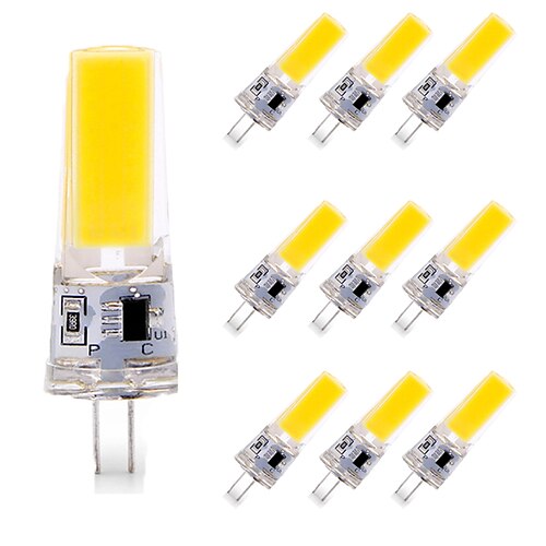 

10pcs G4 6W 600lm COB LED Bi-pin Light Bulb Dimmable for Cabinet Light Ceiling Lights RV Boats Outdoor Lighting 60W Halogen Equivalent Warm White Cold White 110~120V