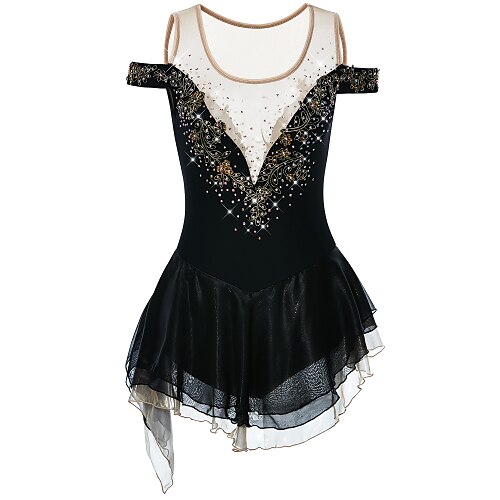 Figure Skating Dress Women's Girls' Ice Skating Dress Outfits Black Open Back Spandex High Elasticity Training Competition Skating Wear Handmade Solid Colored Classic Crystal / Rhinestone Short Sleeve
Figure Skating Dress Women's Girls' Ice Skating Dress Outfits Black Open Back Spandex High Elasticity Training Competition Skating Wear Handmade Solid Colored Classic Crystal / Rhinestone Short Sleeve