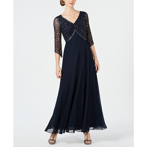 A-Line Mother of the Bride Dress Sparkle & Shine V Neck Ankle Length Chiffon Tulle 3/4 Length Sleeve with Beading 2022 / Bell Sleeve
A-Line Mother of the Bride Dress Sparkle & Shine V Neck Ankle Length Chiffon Tulle 3/4 Length Sleeve with Beading 2022 / Bell Sleeve