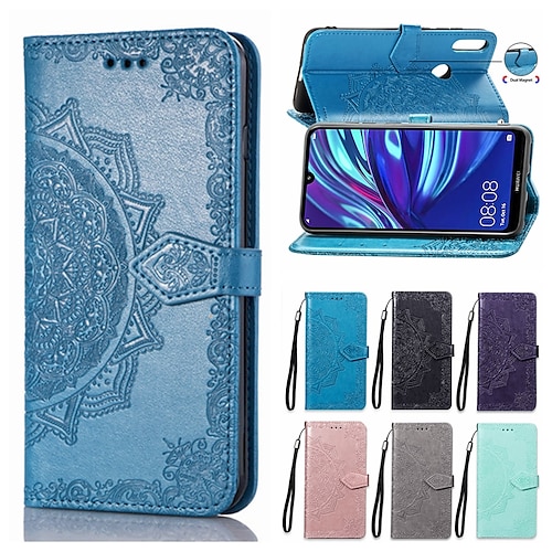 

Mandala Embossed Wallet Leather Flip Phone Case For Huawei Y9 2019 Y7 Pro 2019 Y6 Pro 2019 Y9 2018 Y7 2018 Y6 2018 Y5 2018 P Smart Plus 2019 Honor 20 Pro Honor 20i Card Holder Stand Case Cover