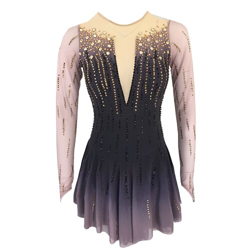 Figure Skating Dress Women's Girls' Ice Skating Dress Outfits Coffee Open Back Spandex High Elasticity Training Skating Wear Handmade Solid Colored Classic Crystal / Rhinestone Long Sleeve Ice
Figure Skating Dress Women's Girls' Ice Skating Dress Outfits Coffee Open Back Spandex High Elasticity Training Skating Wear Handmade Solid Colored Classic Crystal / Rhinestone Long Sleeve Ice