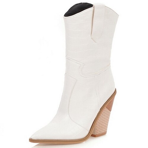 Women's Boots Block Heel Boots Cowboy Boots Mid Calf Boots Chunky Heel Pointed Toe Vintage British Daily PU Zipper Fall Winter Solid Colored White Black Red / Mid-Calf Boots
Women's Boots Block Heel Boots Cowboy Boots Mid Calf Boots Chunky Heel Pointed Toe Vintage British Daily PU Zipper Fall Winter Solid Colored White Black Red / Mid-Calf Boots
