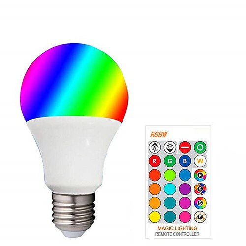 

5pcs RGBW Color Changing Smart LED Light Bulb E27 E26 3W Dimmable Globe Lamp A50 with Controller for Home Bar Party Ambiance Lighting 85-265V