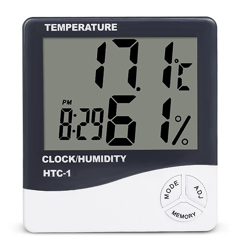 

LCD Digital Temperature Humidity Meter Home Indoor Outdoor hygrometer thermometer Weather Station with Clock 9.2cm8.4cm2cm