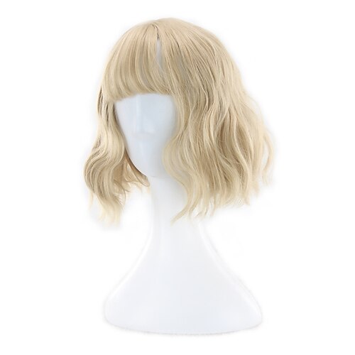 

Synthetic Wig Curly Neat Bang Machine Made Wig Blonde Short Blonde Synthetic Hair 13 inch Women's Blonde / Daily Wear ChristmasPartyWigs